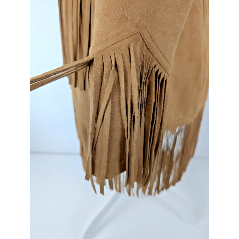 Powder River Outfitters Faux Suede Fringed Coat Jacket Sz M Western Boho Cowgirl - Picture 6 of 12